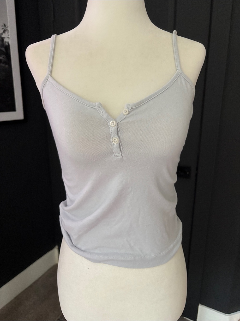 JOHN GALT BRANDY MELVILLE Women's Light blue Spaghetti Strap Henley Tank Top
